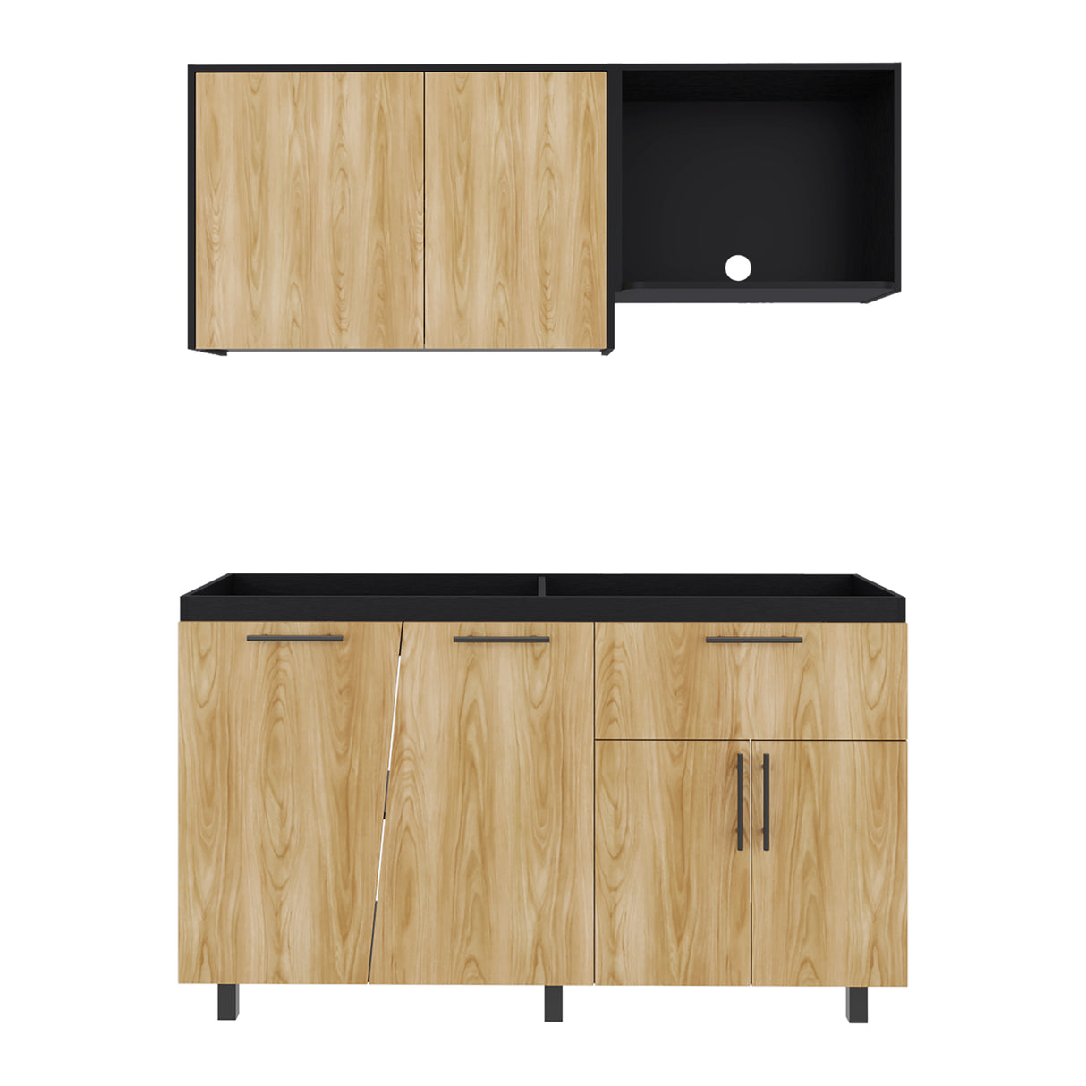Cocina Emilia Fresno Europeo y Wengue 150x60.1cm sin Mesón y sin Estufa - COCINAS | Bylmo