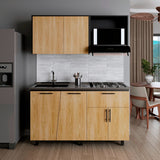 Cocina Emilia Fresno Europeo y Wengue 150x60.1cm sin Mesón y sin Estufa - COCINAS | Bylmo