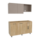 Cocina Emilia Fresno Europeo y Taupe 150x60.1cm sin Mesón y sin Estufa - COCINAS | Bylmo