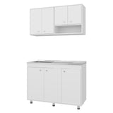 Cocina Napoleon Blanco 120x60cm con Mesón de Acero Inoxidable y sin Estufa - COCINAS | Bylmo