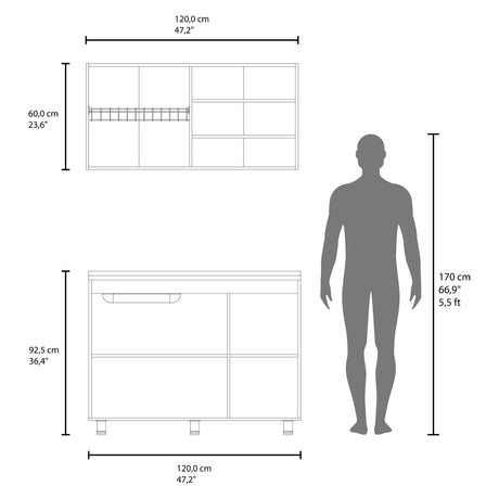 Cocina Napoleon Blanco 120x60cm con Mesón de Acero Inoxidable y sin Estufa - COCINAS | Bylmo