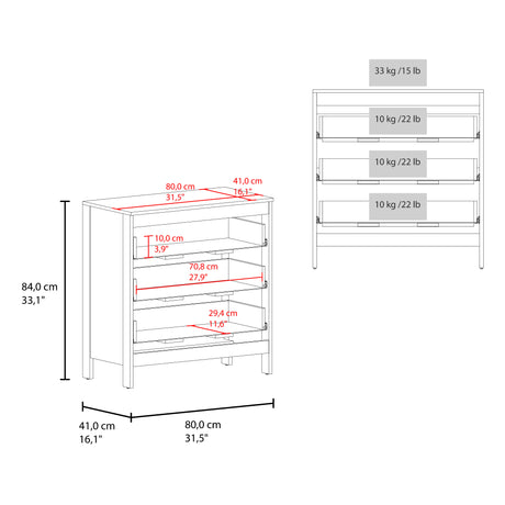 Cajonera Newcastle Blanco Marquez 80x84cm de Tres Hileras con Tres Cajones - CAJONERAS Y COMODAS | Bylmo