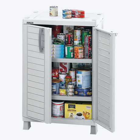 Combo Armario Rimax Barú Gris Hielo 65x189cm Con Seis Compartimientos y con Patas - BARRAS Y MUEBLES AUXILIARES | Bylmo