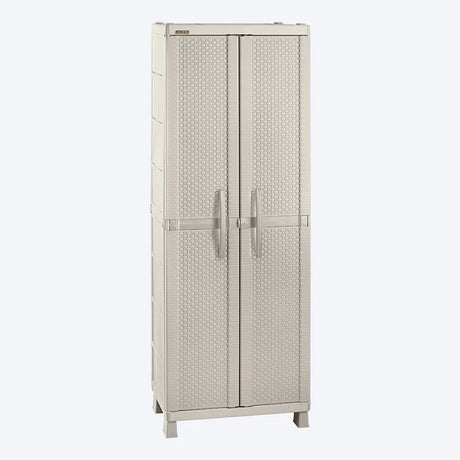 Combo Armario Rimax Rattan Taupe 65x189cm Con Seis Compartimientos y con Patas - BARRAS Y MUEBLES AUXILIARES | Bylmo