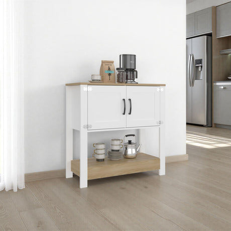 Estación de Café Latte Blanco y Blanco Marquez 89x88cm con Dos Compartimientos - BARRAS Y MUEBLES AUXILIARES | Bylmo