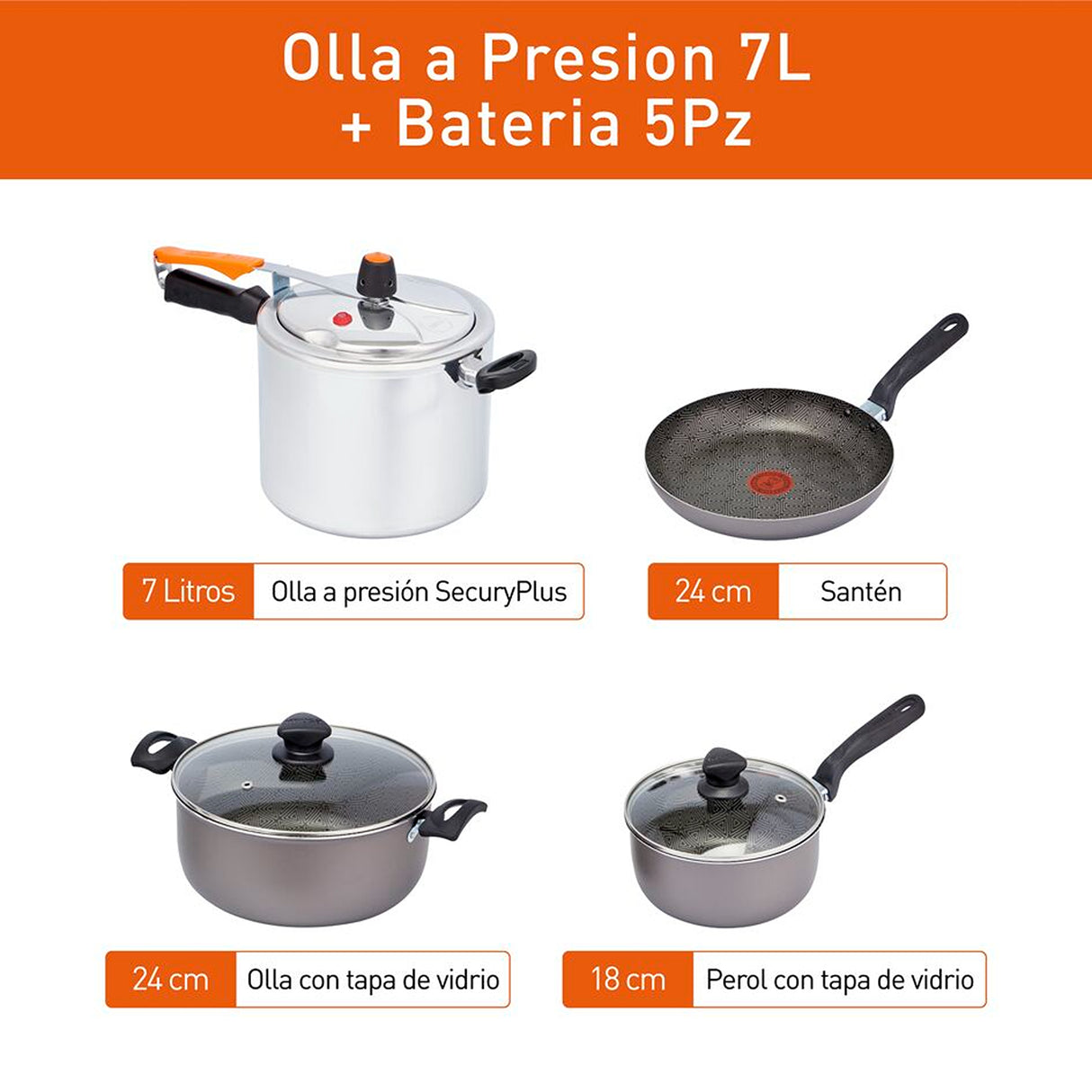Combo Olla a Presión Imusa SecuryPlus Plateado 48.3x41.7cm Antiadherente con Tapa - OLLAS Y SARTENES | Bylmo