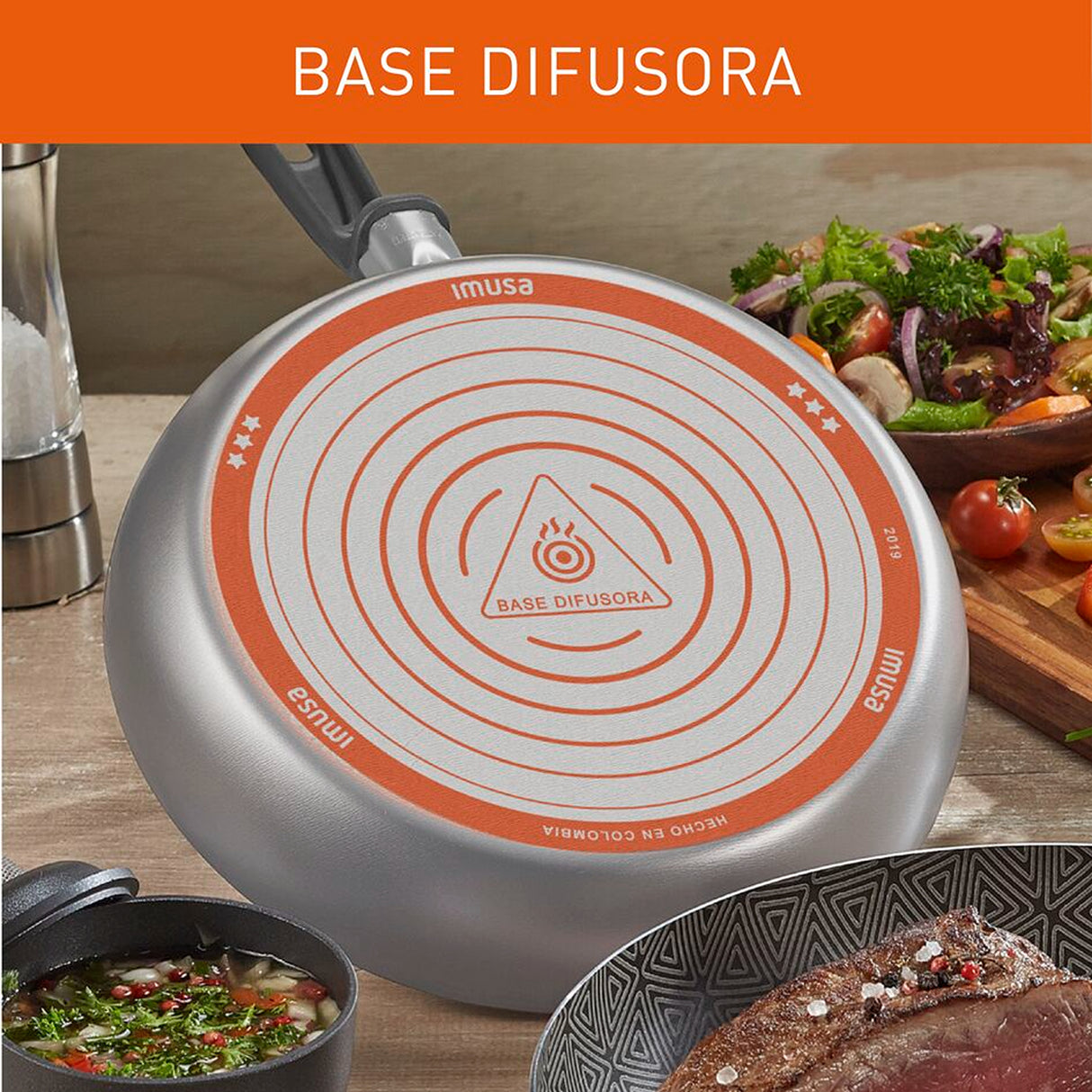 Combo Olla a Presión Imusa SecuryPlus Plateado 48.3x41.7cm Antiadherente con Tapa - OLLAS Y SARTENES | Bylmo