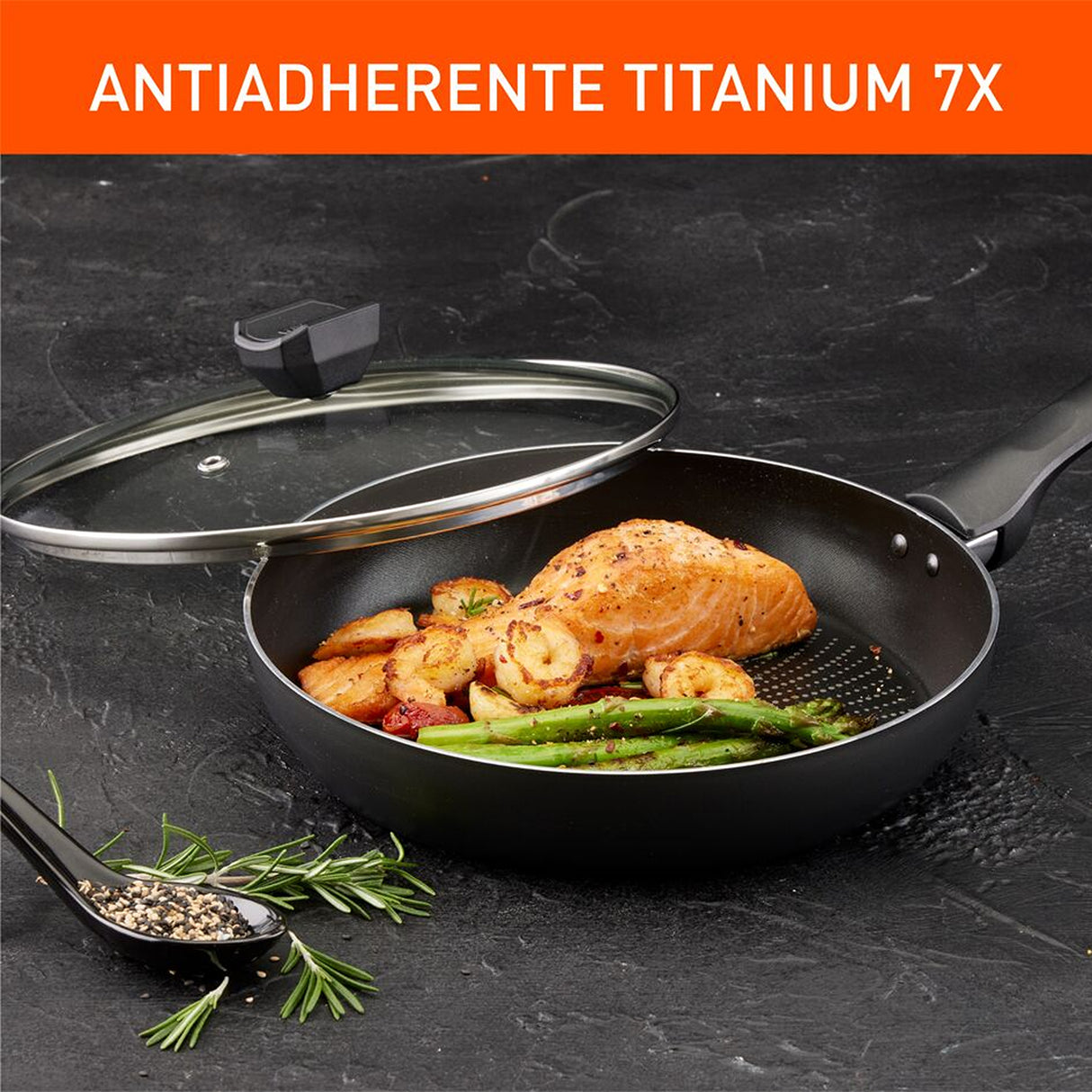 Batería de Cocina Imusa Hard Titanium Negro 52x20cm Antiadherente con Tapa - OLLAS Y SARTENES | Bylmo