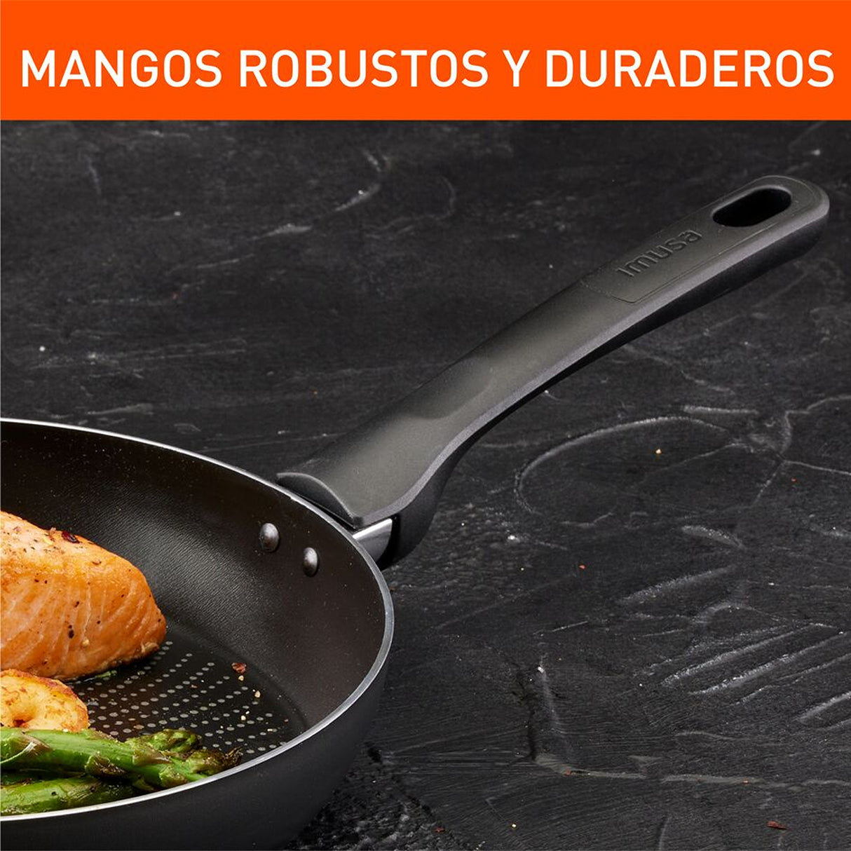Batería de Cocina Imusa Hard Titanium Negro 52x20cm Antiadherente con Tapa - OLLAS Y SARTENES | Bylmo