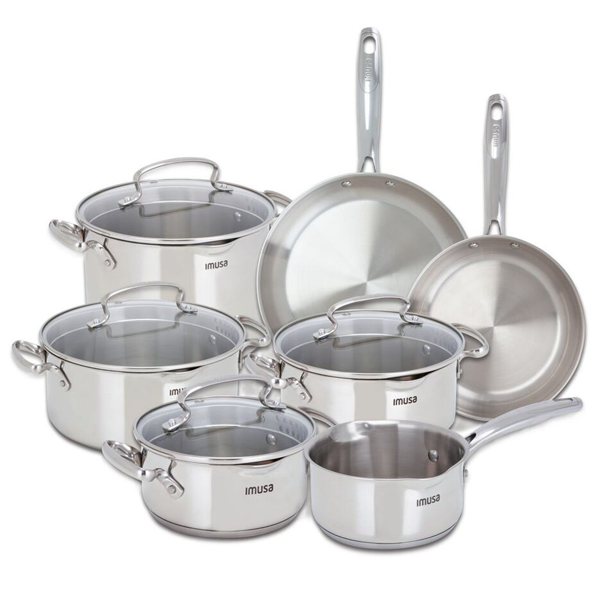 Batería de Cocina Imusa Maestro Plateado 57.6x27.8cm con Tapa - OLLAS Y SARTENES | Bylmo