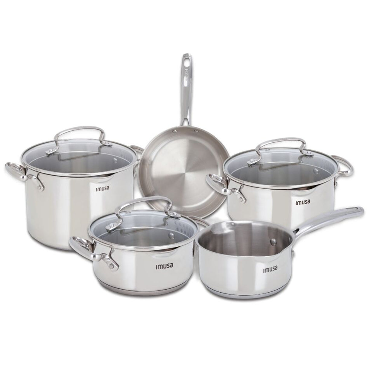Batería de Cocina Imusa Maestro Plateado 54.6x28.8cm con Tapa - OLLAS Y SARTENES | Bylmo