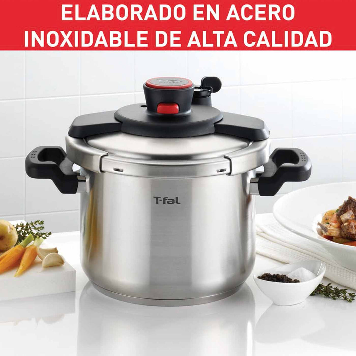 Olla a Presión Tefal Clipso Plateado 37x23cm de 6 Litros con Tapa - OLLAS Y SARTENES | Bylmo