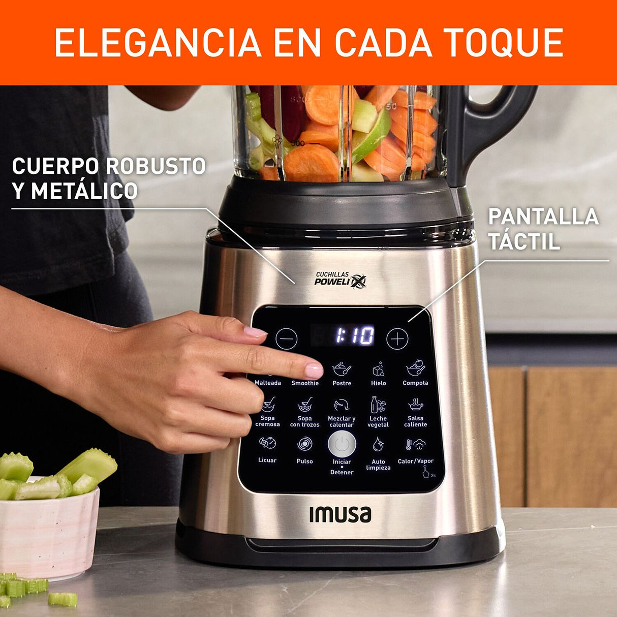 Licuadora Imusa Ultraforce Plateado 23.9x45.6cm de 2 Litros con 6 Aspas y con Pantalla Digital - LICUADORAS Y PROCESADORES | Bylmo