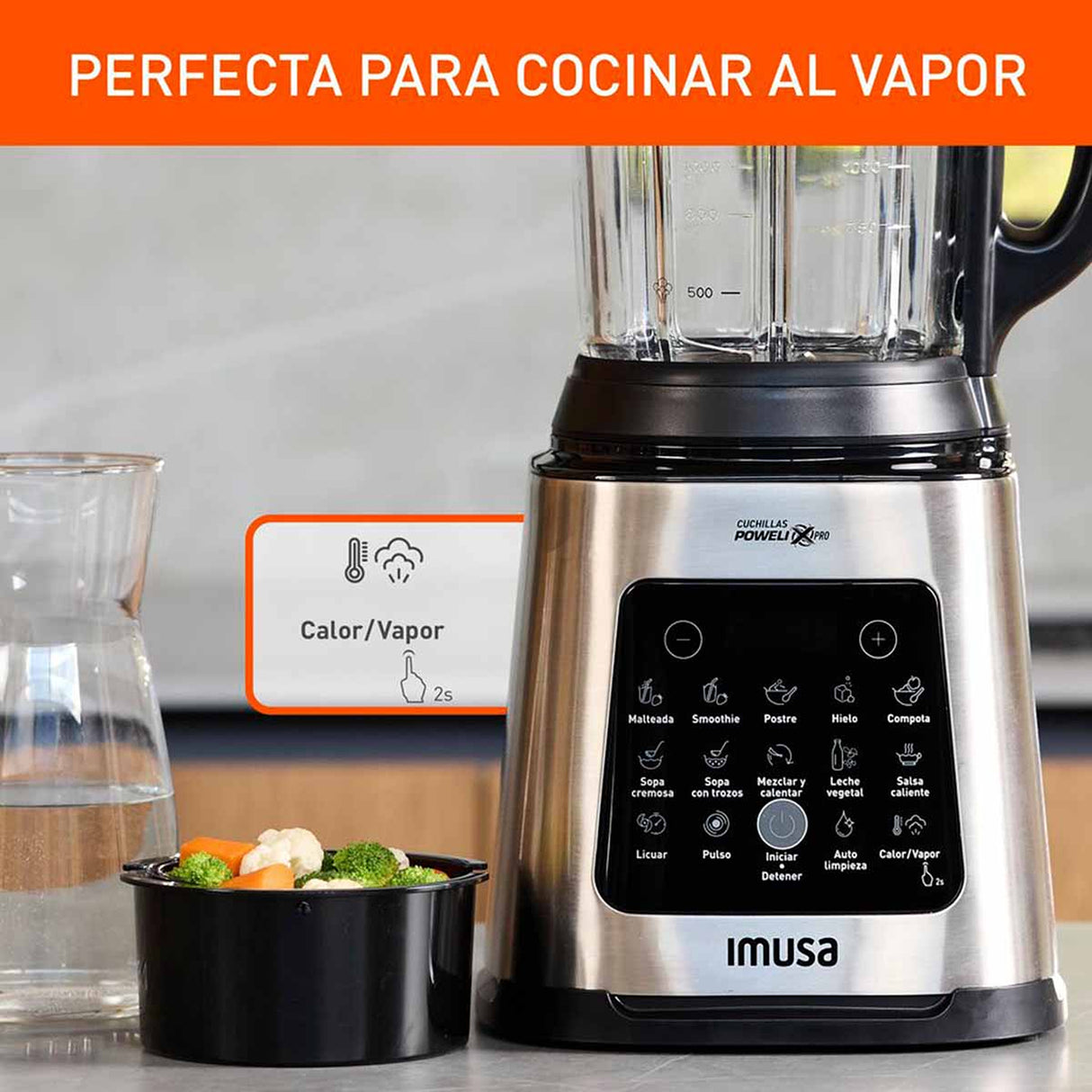 Licuadora Imusa Ultraforce Plateado 23.9x45.6cm de 2 Litros con 6 Aspas y con Pantalla Digital - LICUADORAS Y PROCESADORES | Bylmo
