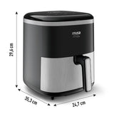 Freidora de Aire Imusa Max Negro y Plateado 24.7x29.6cm de 5 Litros con Pantalla Digital y 10 Funciones - FREIDORAS DE AIRE | Bylmo