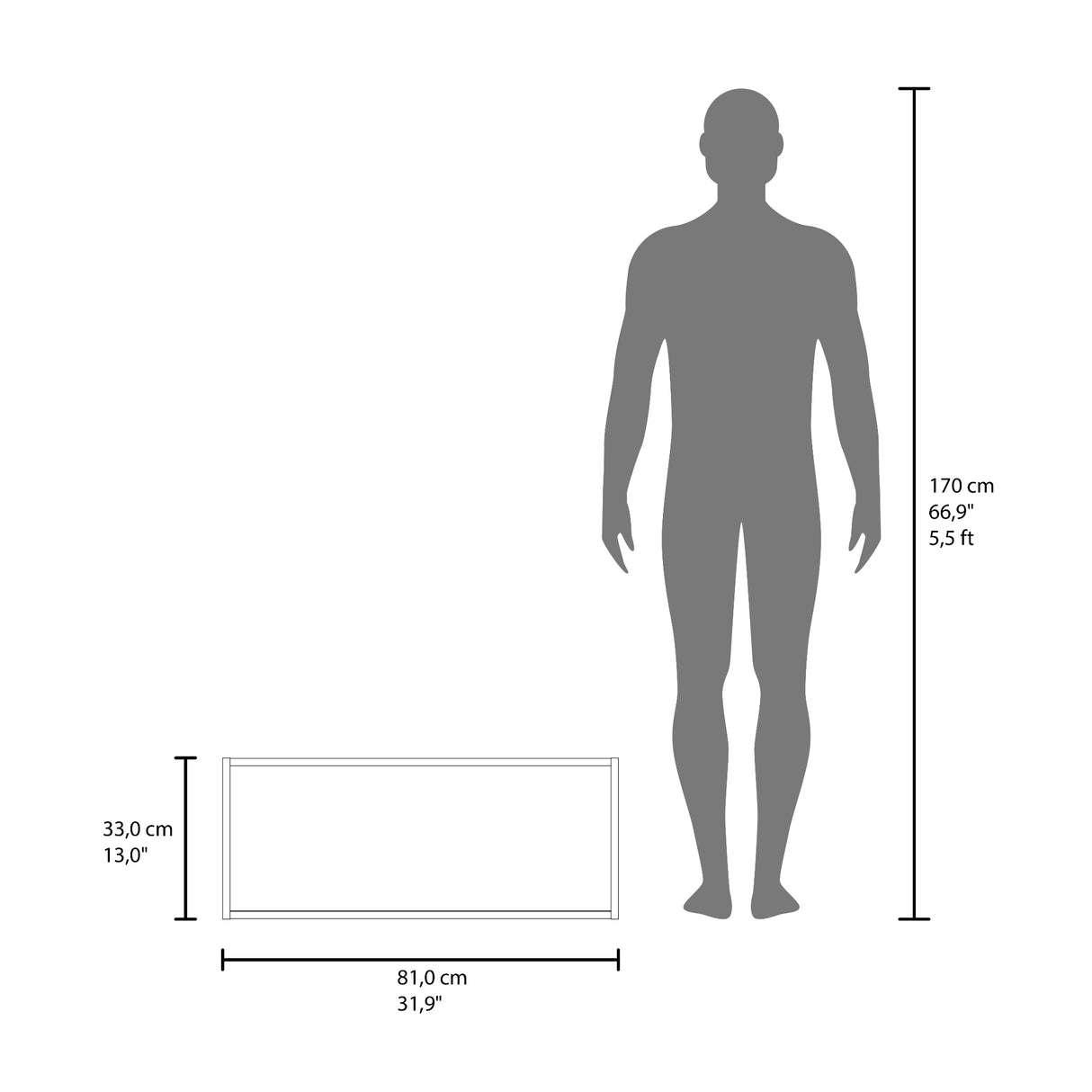Gabinete de Oficina Office Fresno 81x33cm Rectangular Flotante