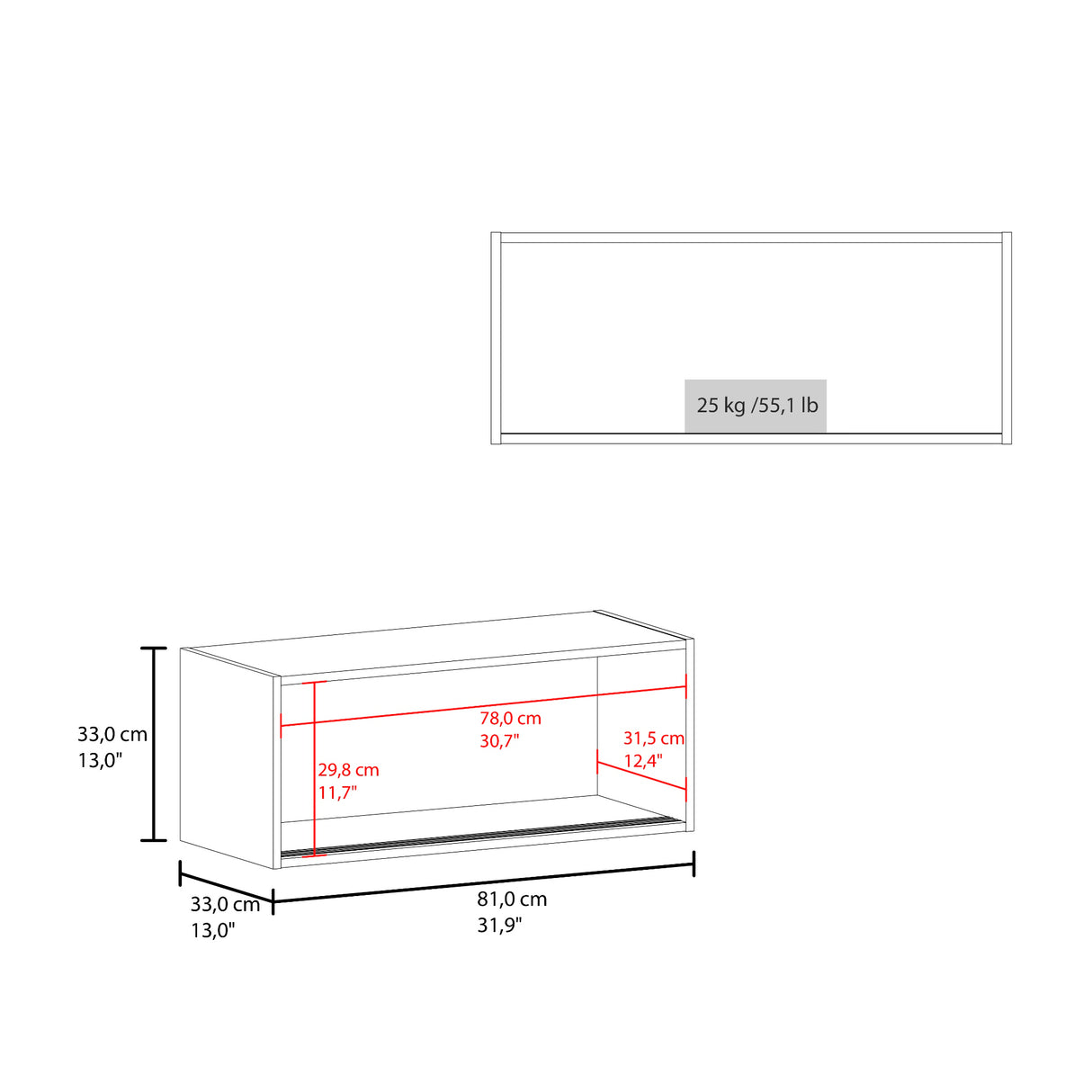 Gabinete de Oficina Office Nogal 81x33cm Rectangular Flotante - BIBLIOTECAS Y ESTANTERIAS | Bylmo