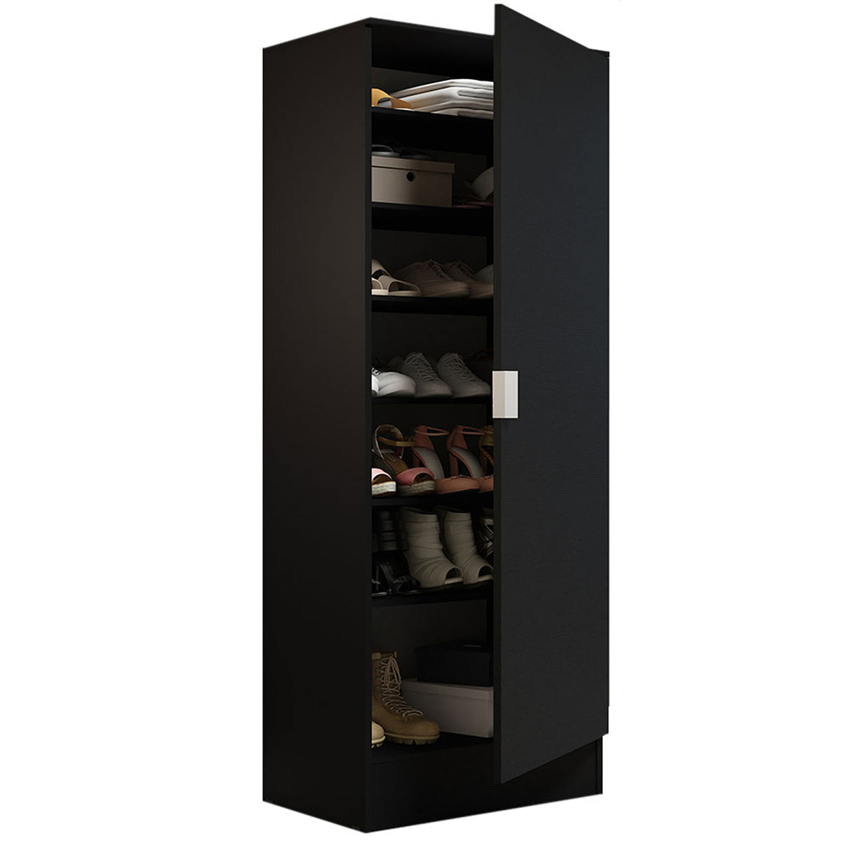 Zapatero Isis Negro 60x182cm Vertical de Siete Niveles