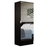 Zapatero Isis Negro 60x182cm Vertical de Siete Niveles con Espejo