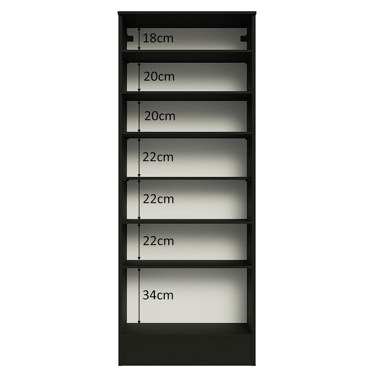 Zapatero Isis Negro 60x182cm Vertical de Siete Niveles con Espejo