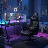 Silla Gamer Cupra Negro y Gris 54x137cm Reclinable con Soporte Lumbar y Apoya Cabezas