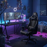 Silla Gamer Cupra Negro y Gris 54x137cm Reclinable con Soporte Lumbar y Apoya Cabezas