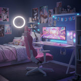 Silla Gamer Ktty Rosa y Blanco 54x137cm Reclinable con Soporte Lumbar y Apoya Cabezas - SILLAS DE OFICINA | Bylmo