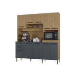 Alacena Elisa Castaño y Gris 180x200cm con Nueve Puertas y con Dos Cajones