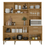 Alacena Ferrara Castaño y Blanco 180x198cm con Seis Puertas y con Un Cajón - ALACENAS Y MUEBLES MICROONDAS | Bylmo