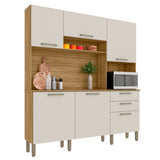 Alacena Ferrara Castaño y Beige 180x198cm con Seis Puertas y con Un Cajón