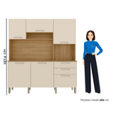 Alacena Ferrara Castaño y Beige 180x198cm con Seis Puertas y con Un Cajón