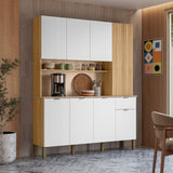 Alacena Slow Castaño y Blanco 200x161cm con Ocho Puertas y con Un Cajón