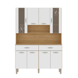 Alacena Golden Plus Castaño y Blanco 120x173cm con Ocho Puertas y con Dos Cajones - ALACENAS Y MUEBLES MICROONDAS | Bylmo