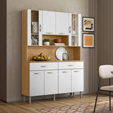 Alacena Golden Plus Castaño y Blanco 120x173cm con Ocho Puertas y con Dos Cajones - ALACENAS Y MUEBLES MICROONDAS | Bylmo