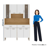 Alacena Golden Plus Castaño y Blanco 120x173cm con Ocho Puertas y con Dos Cajones - ALACENAS Y MUEBLES MICROONDAS | Bylmo