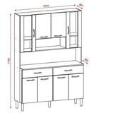 Alacena Golden Plus Castaño 120x173cm con Ocho Puertas y con Dos Cajones - ALACENAS Y MUEBLES MICROONDAS | Bylmo