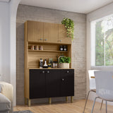 Alacena Style Castaño y Negro 111x185cm con Seis Puertas y con Un Cajón - ALACENAS Y MUEBLES MICROONDAS | Bylmo