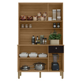 Alacena Style Castaño y Negro 111x185cm con Seis Puertas y con Un Cajón - ALACENAS Y MUEBLES MICROONDAS | Bylmo