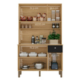 Alacena Style Castaño y Negro 111x185cm con Seis Puertas y con Un Cajón - ALACENAS Y MUEBLES MICROONDAS | Bylmo