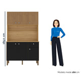 Alacena Style Castaño y Negro 111x185cm con Seis Puertas y con Un Cajón - ALACENAS Y MUEBLES MICROONDAS | Bylmo