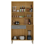 Alacena Juri Castaño y Gris 90x173cm con Seis Puertas y con Un Cajón