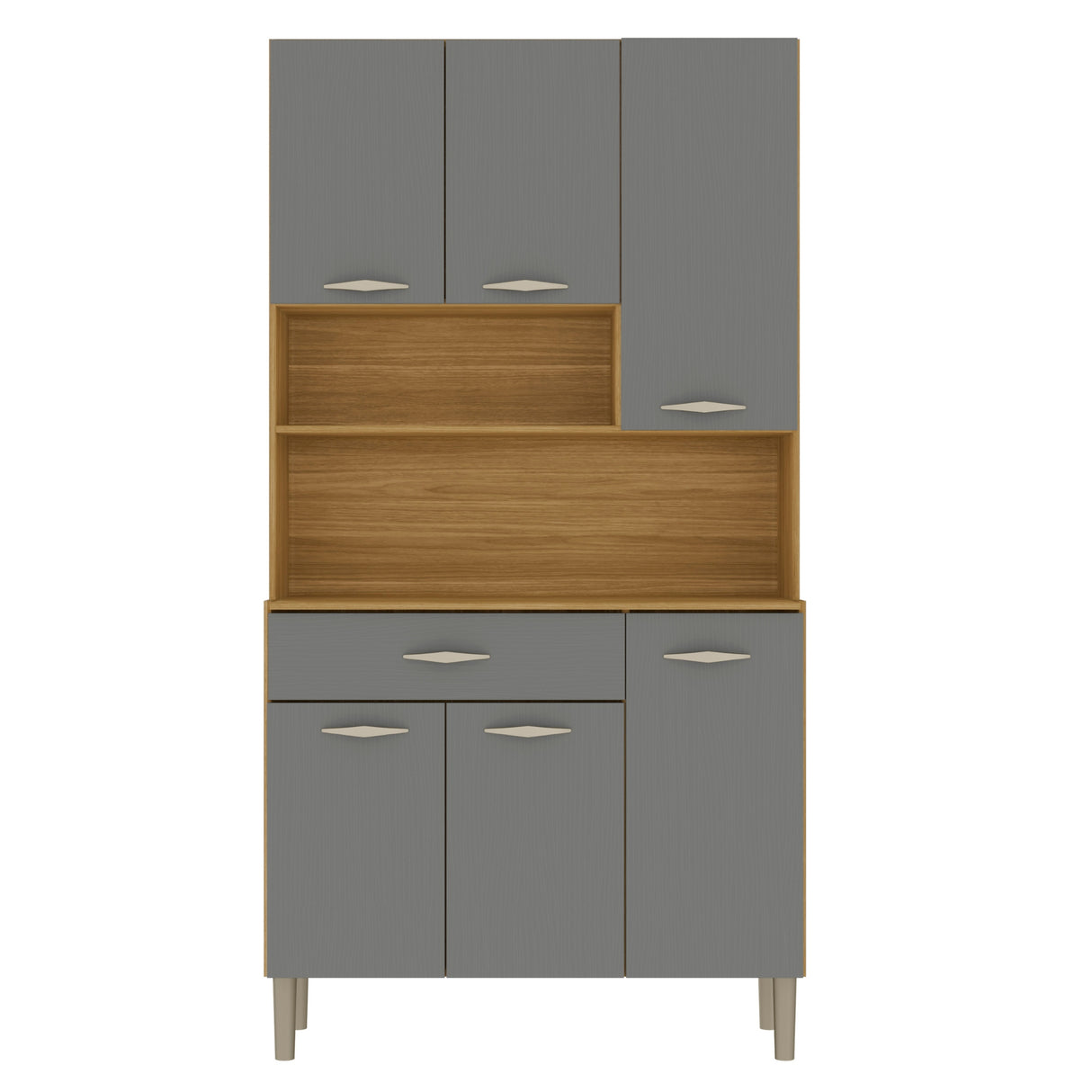 Alacena Juri Castaño y Gris 90x173cm con Seis Puertas y con Un Cajón