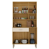 Alacena Juri Castaño y Beige 90x173cm con Seis Puertas y con Un Cajón