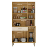 Alacena Juri Castaño y Beige 90x173cm con Seis Puertas y con Un Cajón