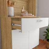 Alacena Cris Castaño y Blanco 86x171cm con Cuatro Puertas y con Un Cajón