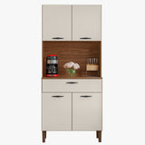 Alacena Cris Castaño y Beige 86x171cm con Cuatro Puertas y con Un Cajón - ALACENAS Y MUEBLES MICROONDAS | Bylmo