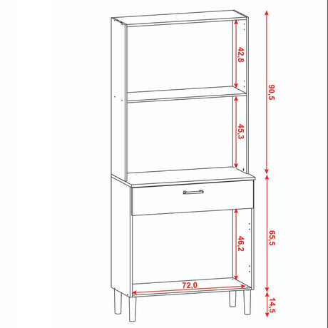 Alacena Cris Castaño y Beige 86x171cm con Cuatro Puertas y con Un Cajón - ALACENAS Y MUEBLES MICROONDAS | Bylmo
