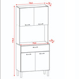 Alacena Cris Castaño y Beige 86x171cm con Cuatro Puertas y con Un Cajón - ALACENAS Y MUEBLES MICROONDAS | Bylmo