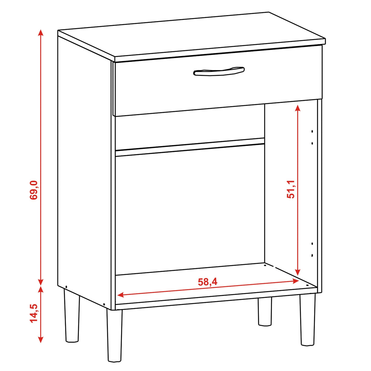 Alacena Diamante Blanco 60x86cm con Dos Puertas y con Un Cajón