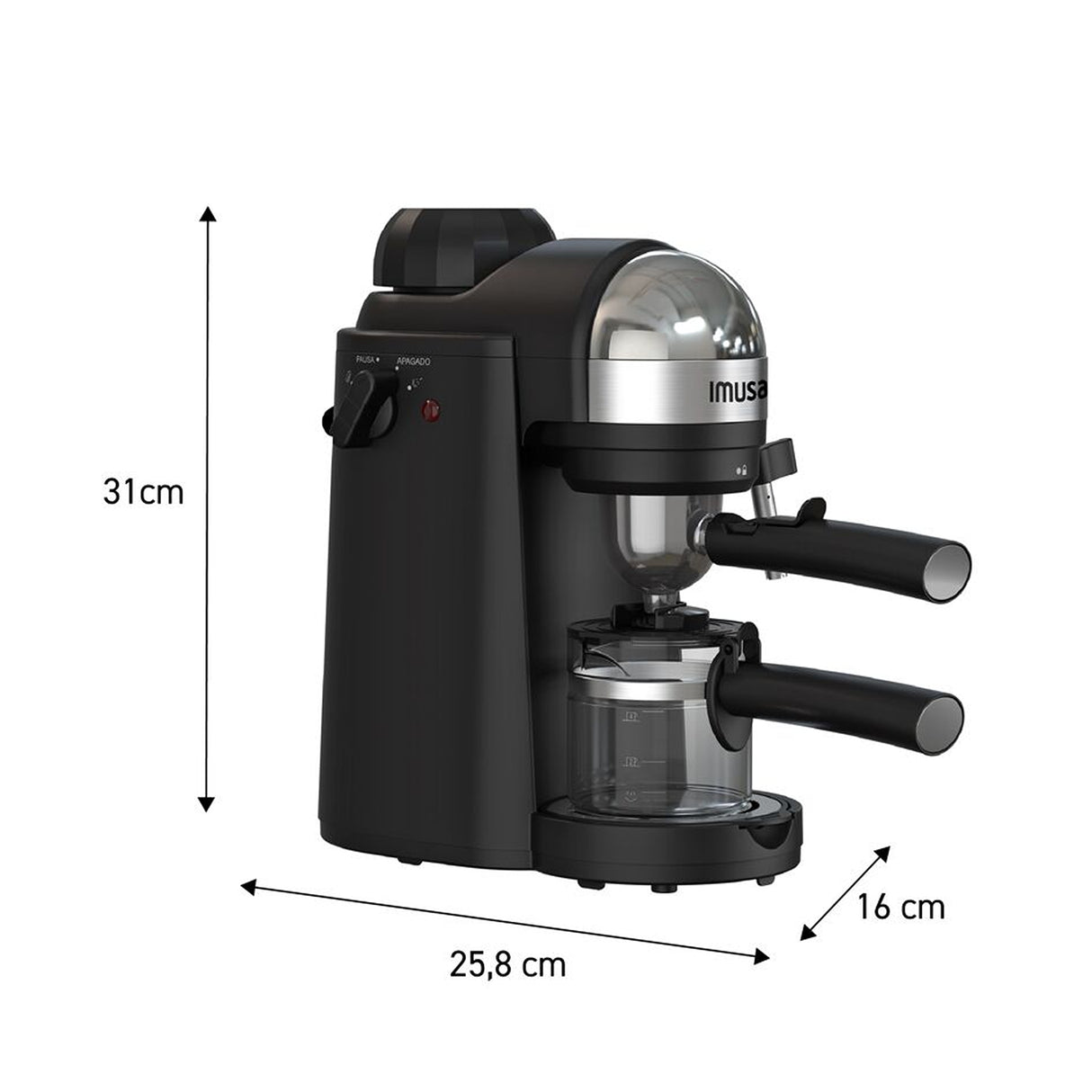 Máquina de Espresso Imusa Súbito Negro 16x31cm para Café Molido y para Cuatro Tazas - CAFETERAS ELECTRICAS | Bylmo